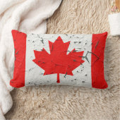 カナダレッドメープルリーフCANADAピーリング絵を描ルック ランバークッション (ブランケット)