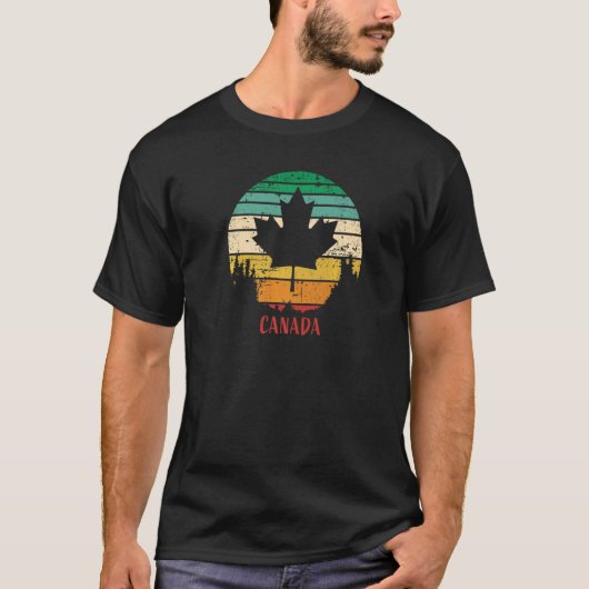 カナダレトロ動揺してメープルリーフ Tシャツ (正面)