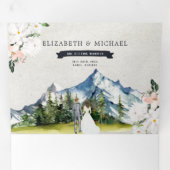 カナダロッキー山脈 |図解入りの、写真付きの結婚s 三つ折り招待状 (内部最初)