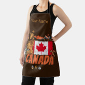 カナダヴィンテージ国旗とグリズリーベアホリデー エプロン (インサイチュ)