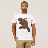 カナダ人だ!かわいいマンガのビーバーTシャツ Tシャツ (正面フル)