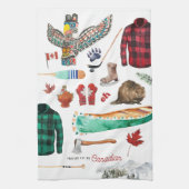 カナダ人であることを誇りに思う | 水彩画イラスト キッチンタオル (縦)