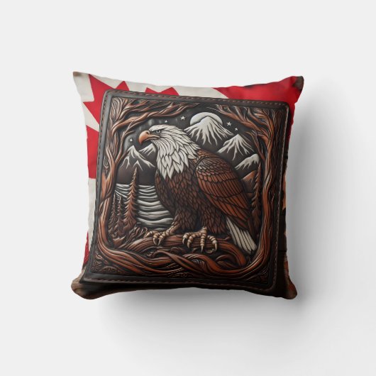 カナダ人とのイーグルレザーしゃれているカービング クッション (正面)
