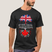 カナダ人の根のカナダのデザインと   育つイギリス Tシャツ (正面)