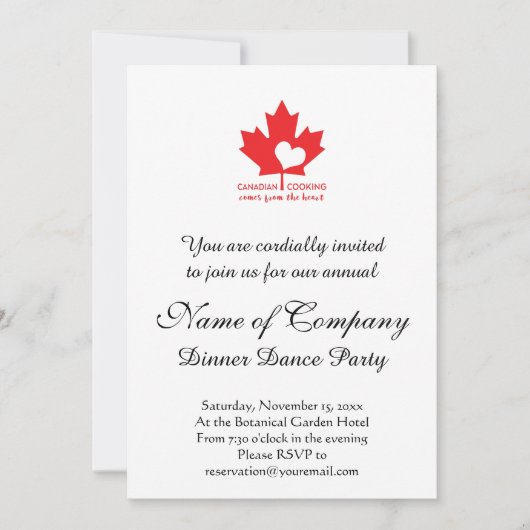 カナダ人シェフ 招待状 (正面)