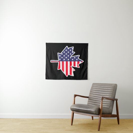 カナダ人ハーフ：カナダUSAメープルリーフ国旗 タペストリー (インサイチュ(横))