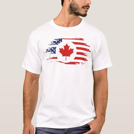 カナダ人ハーフ:カナダUSAメープルリーフ国旗 Tシャツ (正面)