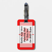 カナダ個人簡単IDのフラグ ラゲッジタグ (裏面縦)