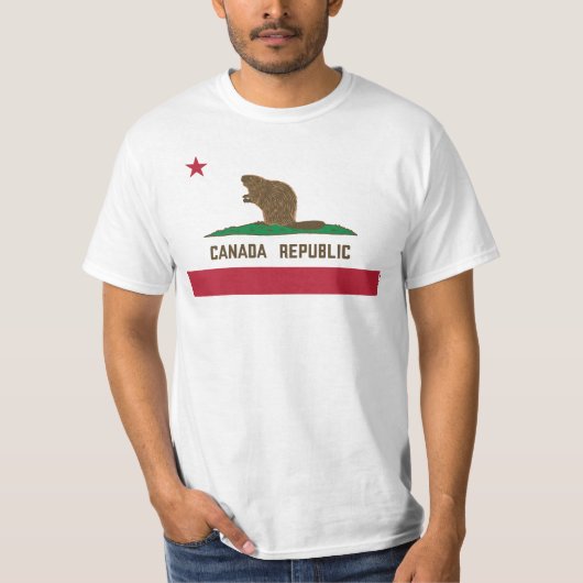 カナダ共和国カリフォルニア州旗ビーバー Tシャツ (正面)