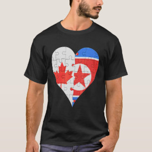 カナダ北朝鮮国旗のハート Tシャツ