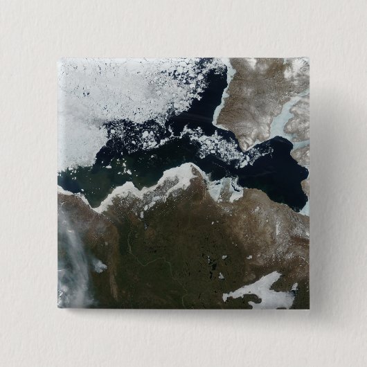 カナダ北西部の衛星ビュー 缶バッジ (正面)