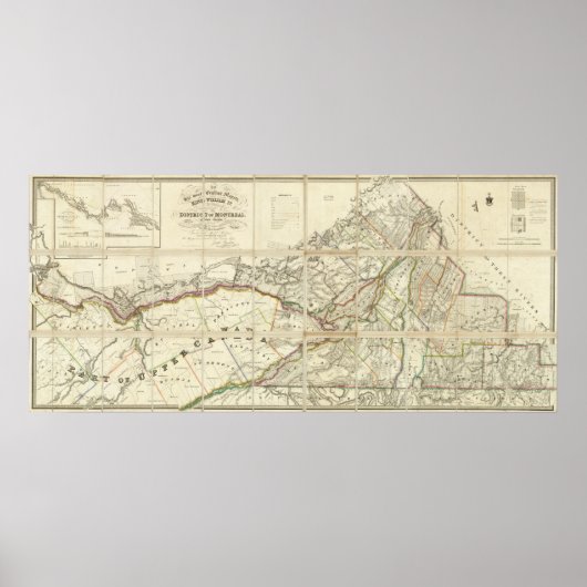 カナダ南部モントリオール地区の地図 ポスター (正面)