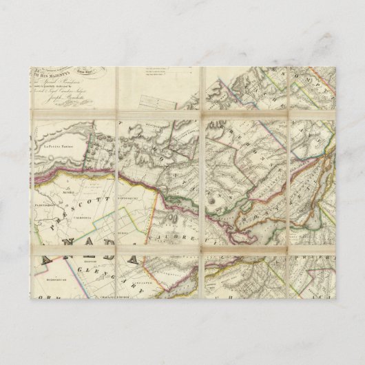 カナダ南部モントリオール地区の地図 ポストカード (正面)