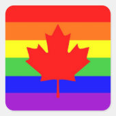 カナダ国ゲイ誇りを持ったレインボー国旗 スクエアシール (正面)