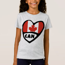 カナダ国コード国旗のハート、CAN Tシャツ