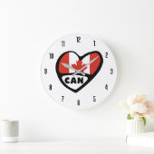 カナダ国コードCANフラグハート ラージ壁時計 (ホーム)