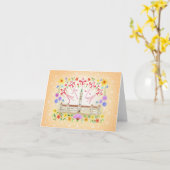 カナダ国会議事堂とスノーバードフォークアート カード (黄色い花)