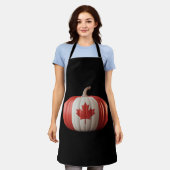 カナダ国旗かぼちゃメープルリーフ感謝祭 エプロン (着用した状態)