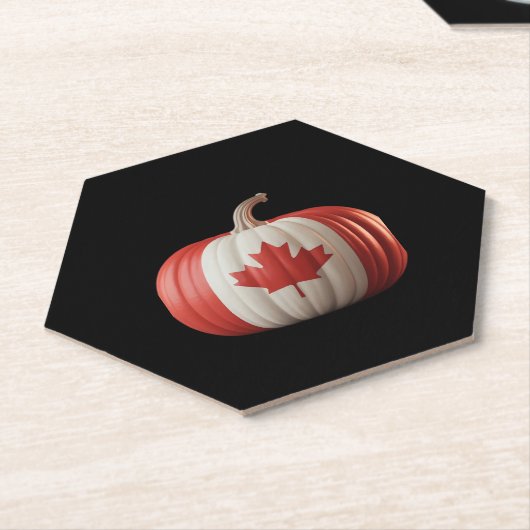 カナダ国旗かぼちゃメープルリーフ感謝祭 ペーパーコースター (アングル)