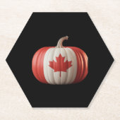 カナダ国旗かぼちゃメープルリーフ感謝祭 ペーパーコースター (正面)