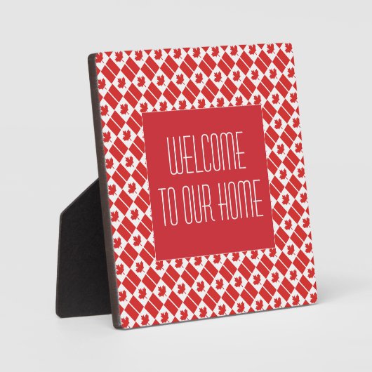 カナダ国旗が我が国へようこそカスタマイズ フォトプラーク (正面)