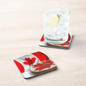 カナダ国旗とさくらんぼメープルリーフケーキ コースター (右側)