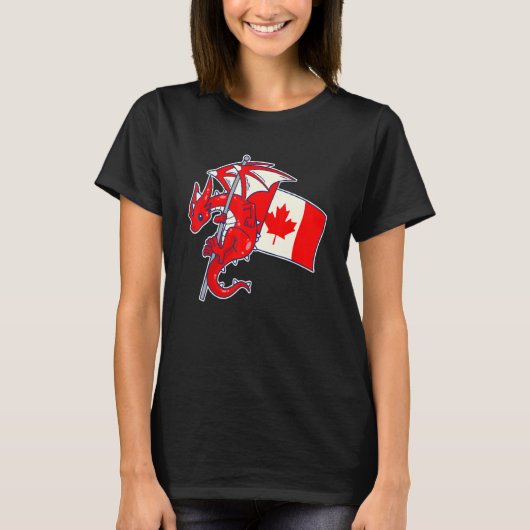 カナダ国旗とエピックドラゴン Tシャツ (正面)