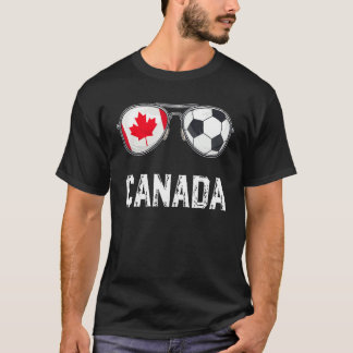 カナダ国旗とサッカーのサングラスカナダファン Tシャツ