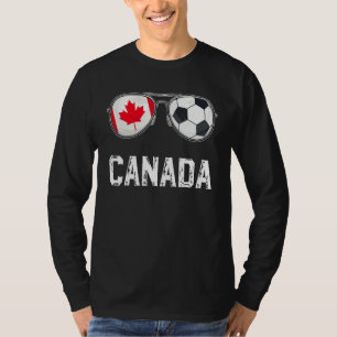 カナダ国旗とサッカーのサングラスカナダファン Tシャツ