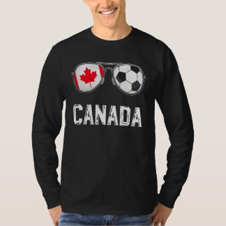 カナダ国旗とサッカーのサングラスカナダファン Tシャツ