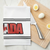 カナダ国旗とメイプルリーフのタイポグラフィック文字 キッチンタオル (四つ折り)