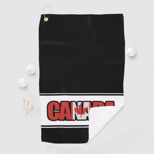 カナダ国旗とメイプルリーフのタイポグラフィック文字 ゴルフタオル (インサイチュ)
