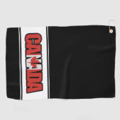 カナダ国旗とメイプルリーフのタイポグラフィック文字 ゴルフタオル (横)