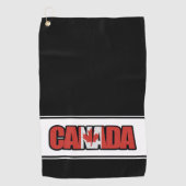 カナダ国旗とメイプルリーフのタイポグラフィック文字 ゴルフタオル (正面)