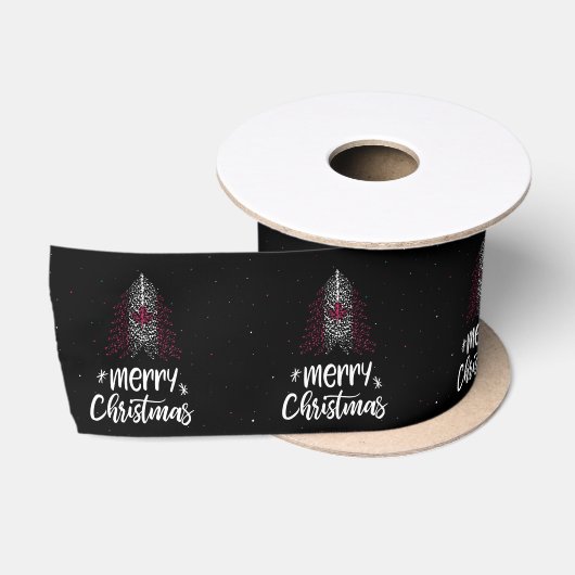 カナダ国旗とメリークリスマス サテンリボン (リール)