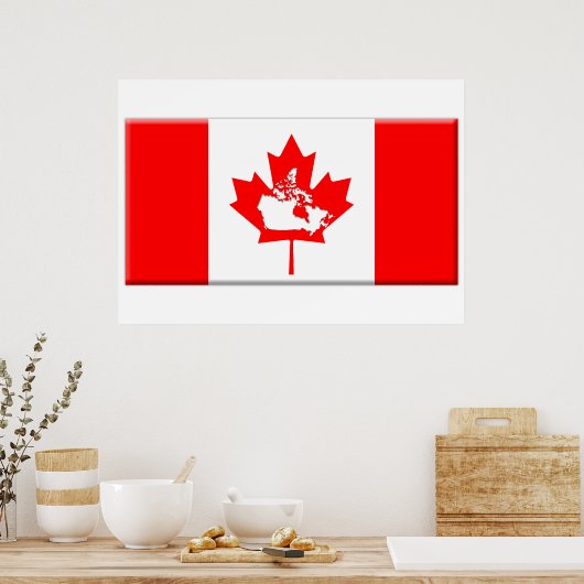カナダ国旗と国形 ポスター (キッチン)