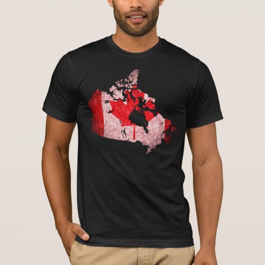 カナダ国旗と地図 Tシャツ (正面)