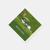 カナダ国旗と緑のゴルフカートのボールティー スタンダードカクテルナプキン (角)