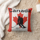 カナダ国旗にアイスホッケープレーヤー クッション (ブランケット)