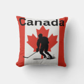 カナダ国旗にアイスホッケープレーヤー クッション (正面)