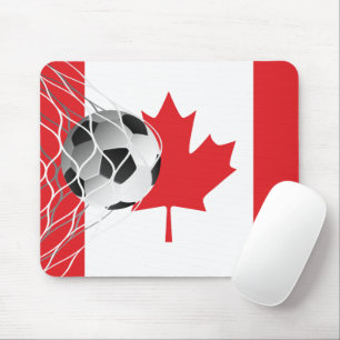 カナダ国旗にサッカーボール マウスパッド
