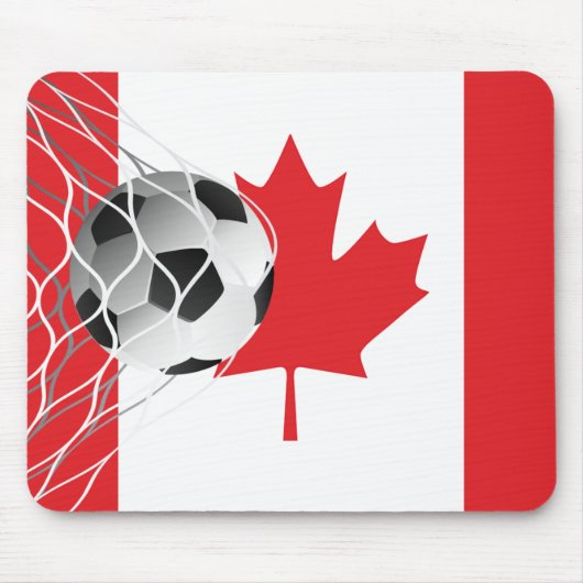 カナダ国旗にサッカーボール マウスパッド (正面)