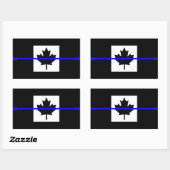 カナダ国旗に薄い青い線のアクセント 長方形シール (シート)