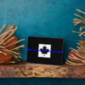 カナダ国旗に薄い青い線 フォトプラーク (側面)