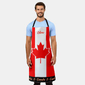 カナダ国旗のエプロン、カナダシェフキッチン エプロン (着用した状態)