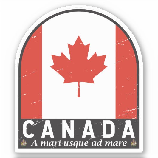 カナダ国旗のエンブレム動揺してヴィンテージ シール (正面)