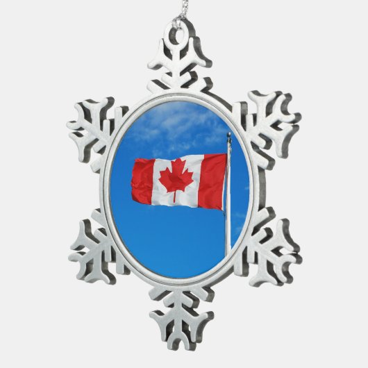 カナダ国旗のクリスマス装飾 スノーフレークピューターオーナメント (右)