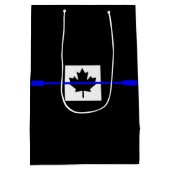 カナダ国旗のシンボリックシンブルーライン ミディアムペーパーバッグ (裏面)