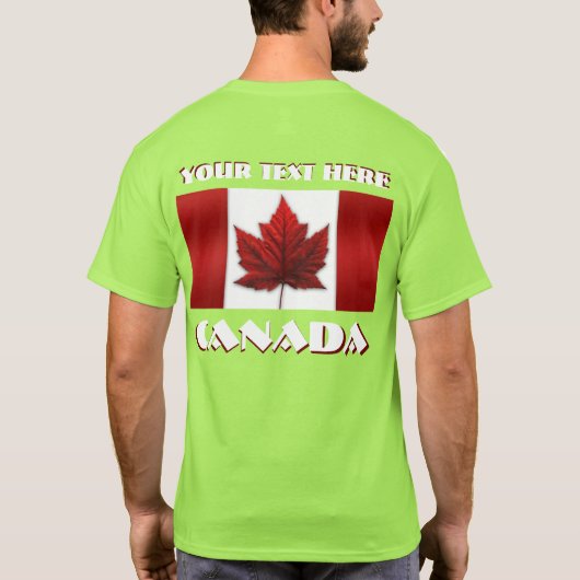 カナダ国旗のジャケットパーソナライズされたカナダフード付 Tシャツ (裏面)