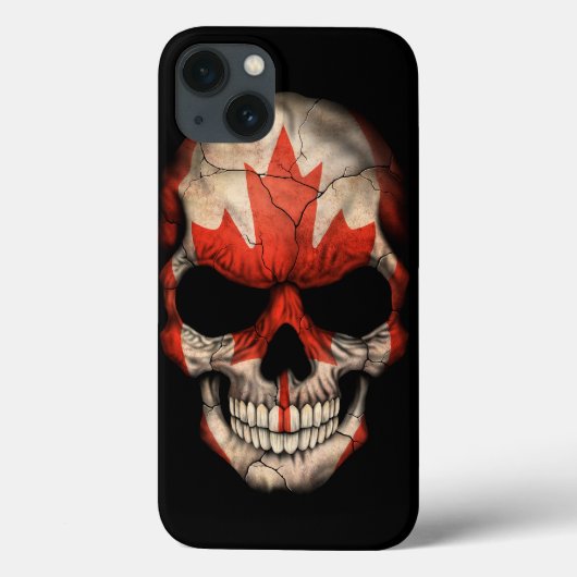 カナダ国旗のスカルオンブラック Case-Mate iPhoneケース (裏面)